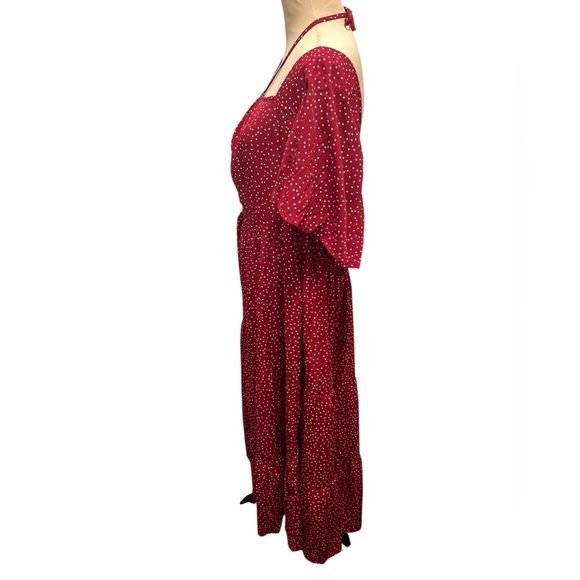 New Bloom Chic Women's US 22 24 Red Polka Dot Ruched Front Tiered Midi Dress NWT - Picture 4 of 13